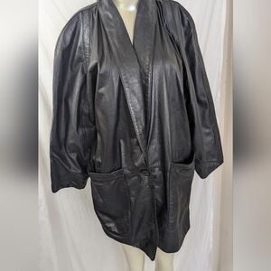 Elizabeth Leather Barn Jacket with an 80s Look.  Size Small